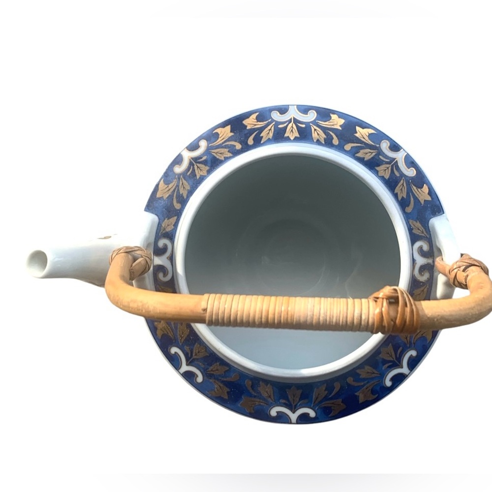 OMC Otagiri Japan Sake Teapot  Bamboo Handle w/ 6 Tea Cups & 4 Desert Plates - Picture 6 of 10